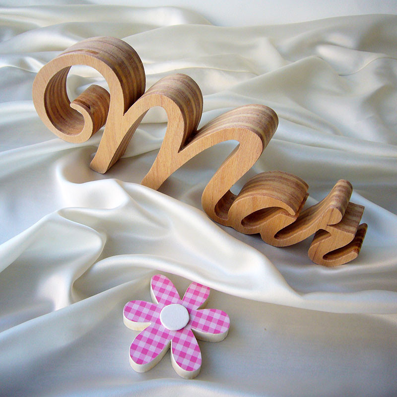 letras de madera natural nombre mar