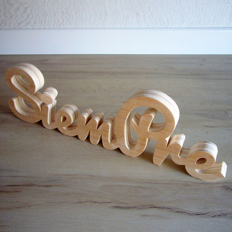 letras de madera natural siempre