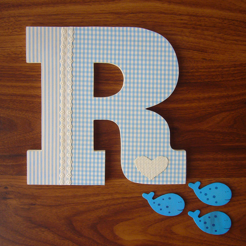 R celeste con tela cuadritos vichy - Imagen 2