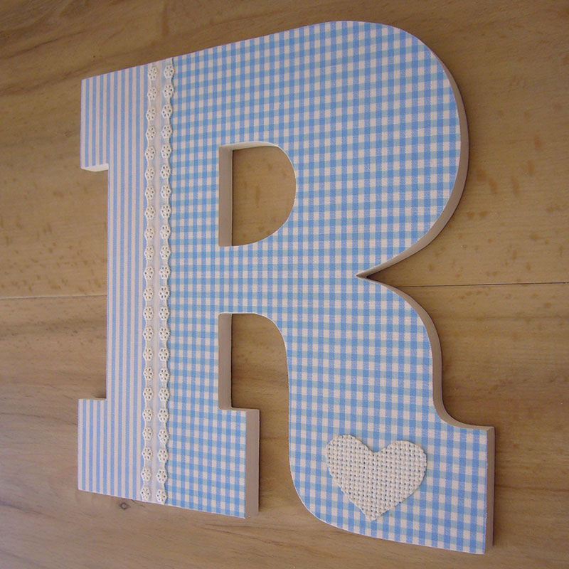 R celeste con tela cuadritos vichy - Imagen 6