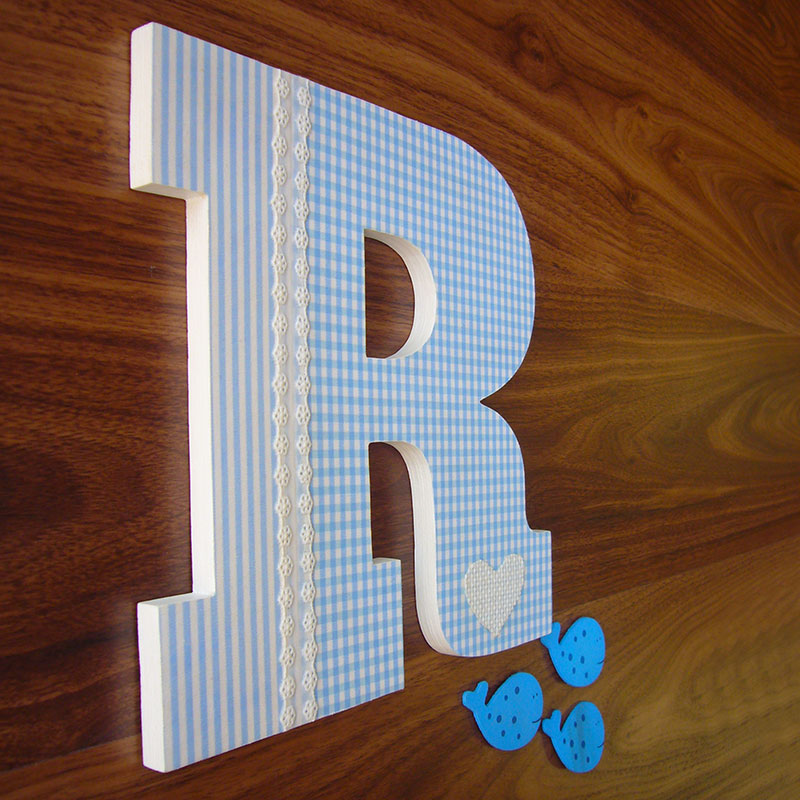 R celeste con tela cuadritos vichy - Imagen 8