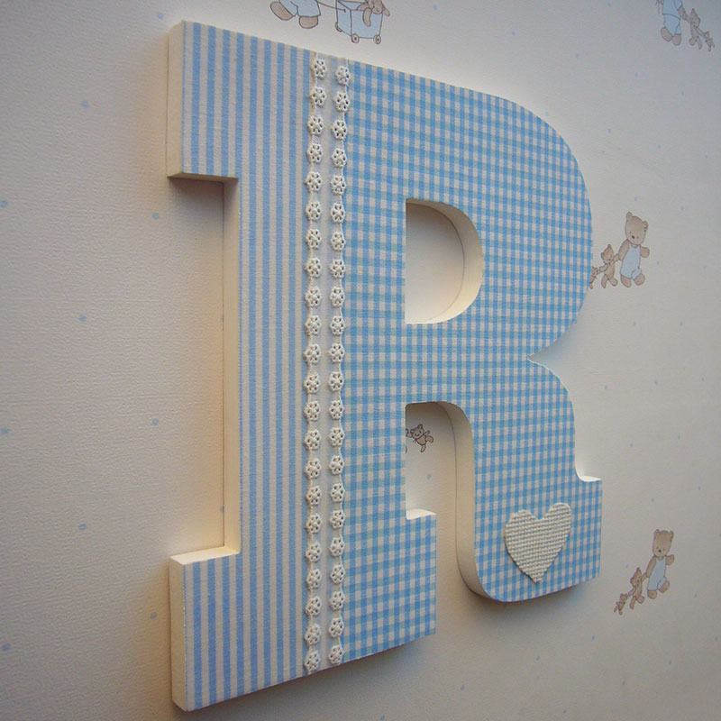 R celeste con tela cuadritos vichy - Imagen 9