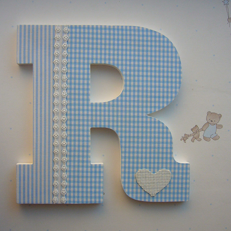 R celeste con tela cuadritos vichy - Imagen 4