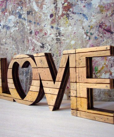 love retro original de madera envjecida