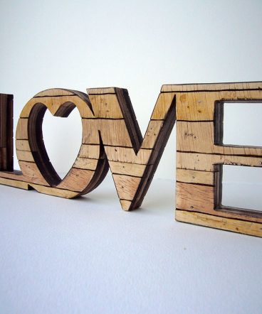 love retro artesano de madera