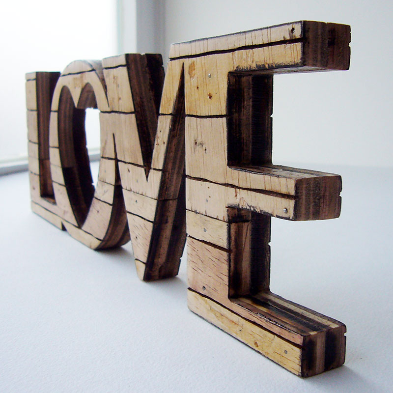 love retro de madera natural estilo palets