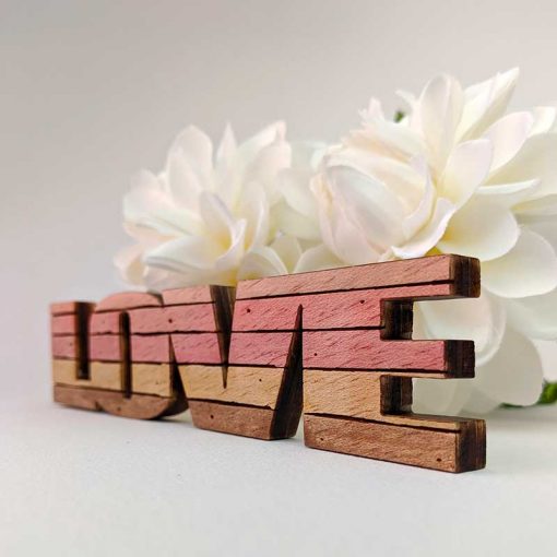 Love pequeño vintage de madera - Imagen 6