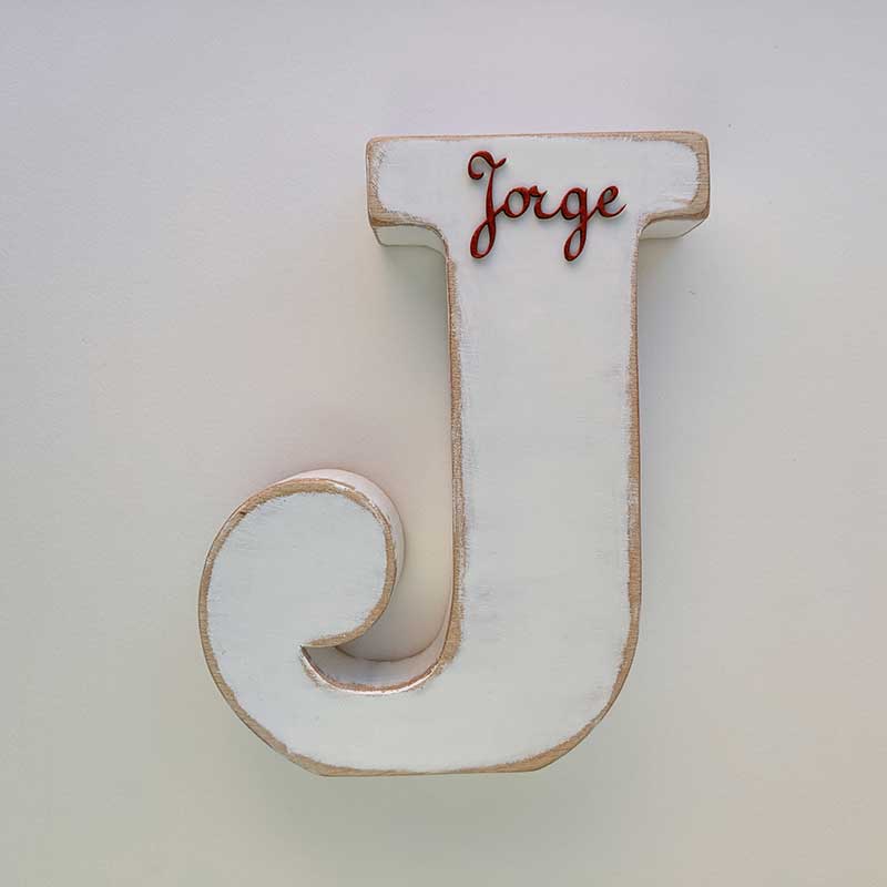 J de madera blanca vintage - Imagen 5