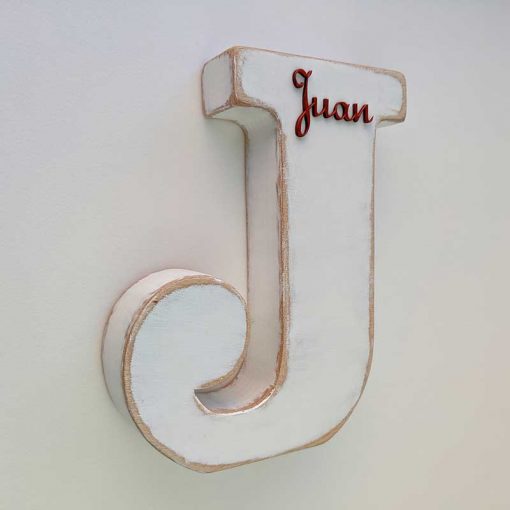 J de madera blanca vintage - Imagen 6