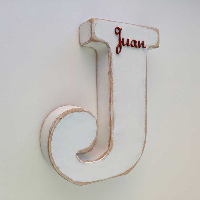 J de madera blanca vintage - Imagen 6