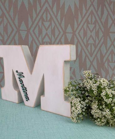 letra M blanca personalizado con nombre martina color turquesa
