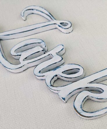 nombre zarek decorado blanco vintage con bordes azules