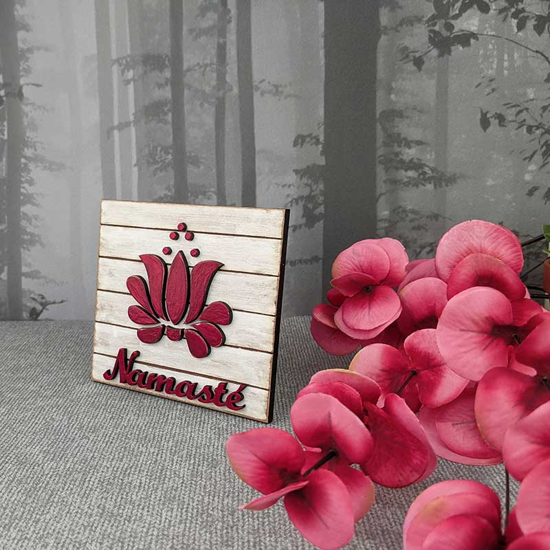 tablero vintage con la palabra namaste
