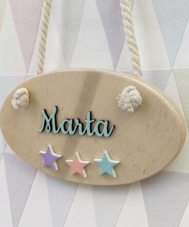 letrero ovalado personalizado de madera