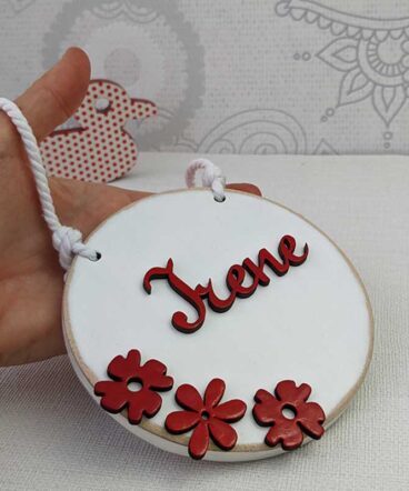 letrero redondo blanco personalizable
