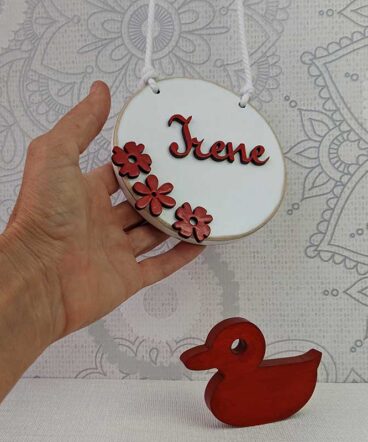 letrero redondo blanco personalizable
