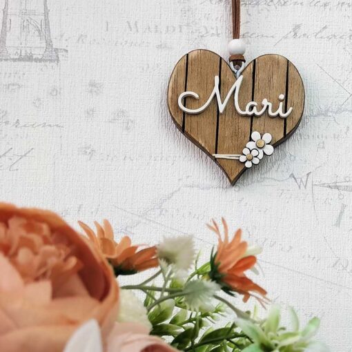 Corazón con flor personalizable - Imagen 7