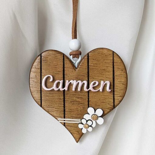 Corazón con flor personalizable - Imagen 6